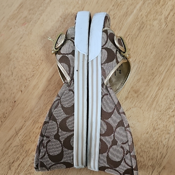 Coach Women's Brown Wedge Sandals - Picture 6 of 14